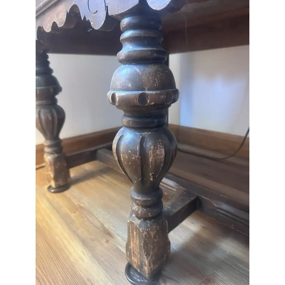 Jacobean Revival Carved Oak Sideboard Buffet Server Credenza